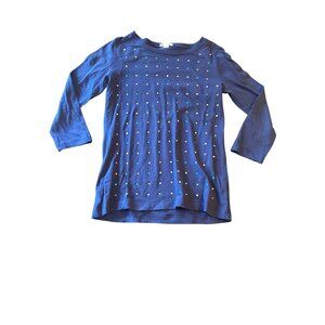 Girls Crewcuts Navy Cotton Long Sleeve Top With Colorful Embellishments Size‎ 12